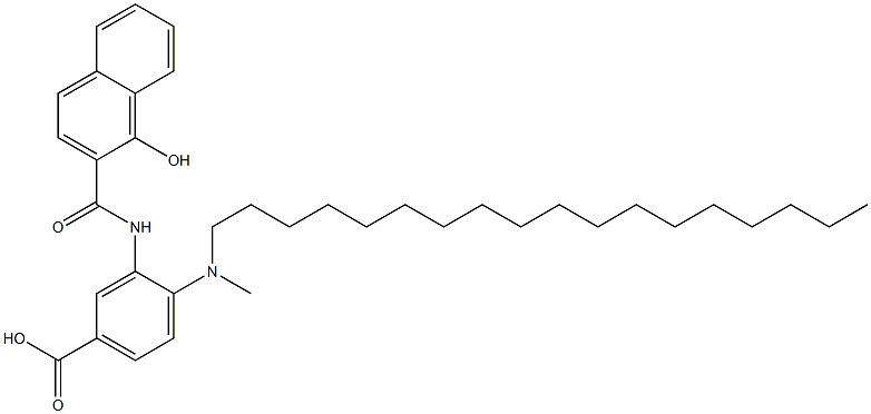 3-[[(1-hydroxy-2-naphthyl)carbonyl]amino]-4-(methyloctadecylamino)benzoic acid  Struktur