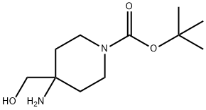 1-BOC-4-アミノ-4-(ヒドロキシメチル)ピペリジン 化学構造式