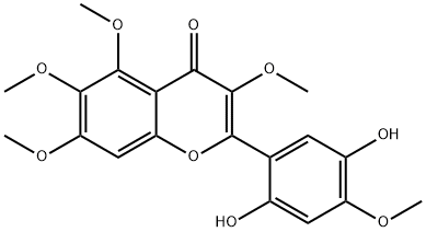 2-(2,5-ジヒドロキシ-4-メトキシフェニル)-3,5,6,7-テトラメトキシ-4H-1-ベンゾピラン-4-オン 化学構造式