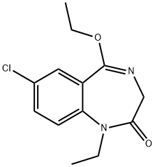7-クロロ-5-エトキシ-1-エチル-1H-1,4-ベンゾジアゼピン-2(3H)-オン 化学構造式