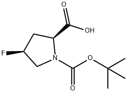 (2S,4S)-1-(tert-ブトキシカルボニル)-4-フルオロ-2-ピロリジンカルボン酸 化学構造式