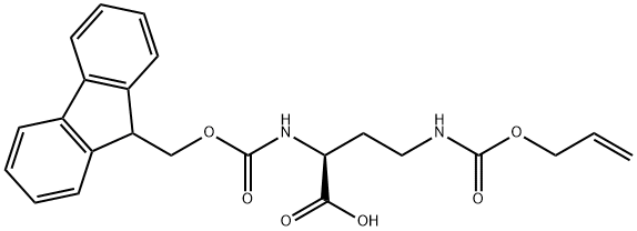 FMOC-(N-Γ-アリルオキシカルボニル)-L-Α,Γ-ジアミノ酪酸 化学構造式