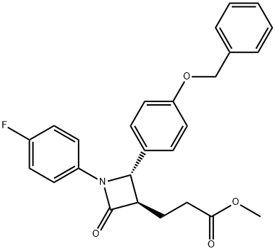 (3R,4S)-1-(4-氟苯基)-2-氧代-4-[4-(苄氧基)苯基]-3-氮杂环丁烷丙酸甲酯 结构式