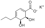 (2R,3S)-1-カルボキシ-4-プロピル-2,3-ジヒドロキシシクロヘキサ-4,6-ジエンカリウム 化学構造式