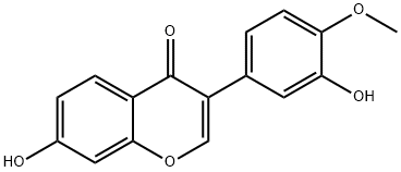 3-(3-ヒドロキシ-4-メトキシフェニル)-7-ヒドロキシ-4H-1-ベンゾピラン-4-オン 化学構造式