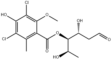2,6-Dideoxy-D-arabino-hexose 4-(3,5-dichloro-4-hydroxy-2-methoxy-6-methylbenzoate) 结构式