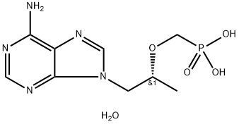 9-[(R)-2-(磷酰甲氧基)丙基]腺嘌呤(一水物), 206184-49-8, 结构式
