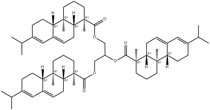 1-Phenanthrenecarboxylic acid, 1,2,3,4,4a,4b,5,6,10,10a-decahydro-1,4a-dimethyl-7-(1-methylethyl)-, 1,2,3-propanetriyl ester, (1R,1R,1R,4aR,4aR,4aR,4bR,4bR,4bR,10aR,10aR,10aR)- Structure