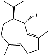 (1S,2E,6E,10S)-3,7-Dimethyl-10-isopropyl-2,6-cyclodecadien-1-ol 结构式
