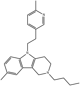 2,3,4,5-Tetrahydro-2-butyl-8-methyl-5-[2-(6-methyl-3-pyridyl)ethyl]-1H-pyrido[4,3-b]indole Struktur