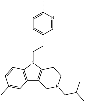 2,3,4,5-Tetrahydro-2-isobutyl-8-methyl-5-[2-(6-methyl-3-pyridyl)ethyl]-1H-pyrido[4,3-b]indole Struktur