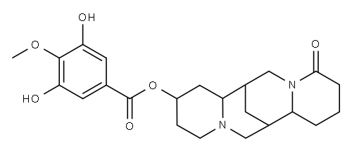 3,5-ジヒドロキシ-4-メトキシ安息香酸1,3,4,7,7a,8,9,10,11,13,14,14a-ドデカヒドロ-11-オキソ-7,14-メタノ-2H,6H-ジピリド[1,2-a:1',2'-e][1,5]ジアゾシン-2-イル 化学構造式