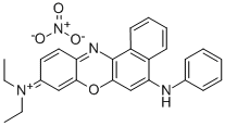 N,N-ジエチル-5-(フェニルアミノ)-9H-ベンゾ[a]フェノキサジン-9-イミニウム・ニトラート 化学構造式