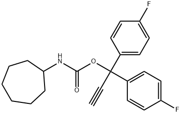 N-Cycloheptylcarbamic acid 1,1-bis(p-fluorophenyl)-2-propynyl ester Struktur