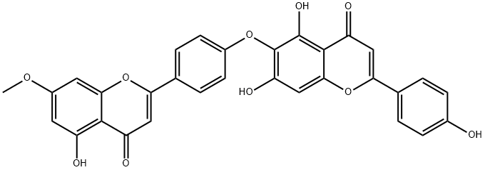 5,7-Dihydroxy-6-[4-(5-hydroxy-7-methoxy-4-oxo-4H-1-benzopyran-2-yl)phenoxy]-2-(4-hydroxyphenyl)-4H-1-benzopyran-4-one Struktur