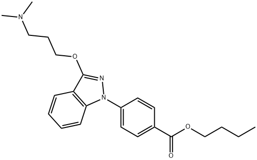 p-[3-[3-(ジメチルアミノ)プロポキシ]-1H-インダゾール-1-イル]安息香酸ブチル 化学構造式