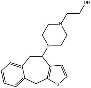4-(5,10-ジヒドロ-4H-ベンゾ[5,6]シクロヘプタ[1,2-b]チオフェン-4-イル)-1-ピペラジンエタノール 化学構造式