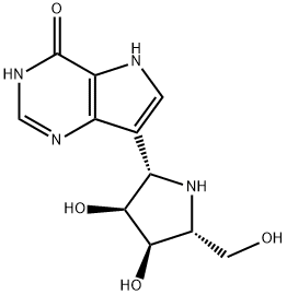 7-[(2S,3S,4R,5R)-3,4-二羟基-5-(羟甲基)-2-吡咯烷基]-3,5-二氢-4H-吡咯并[3,2-D]嘧啶-4-酮 结构式