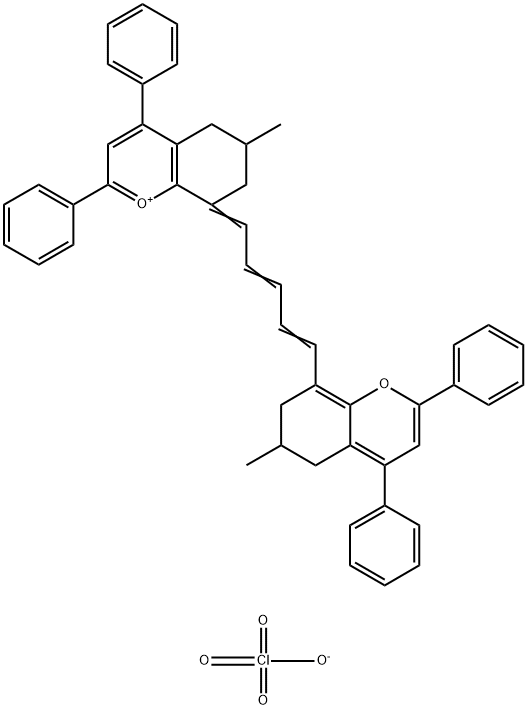 8-[5-(6,7-dihydro-6-methyl-2,4-diphenyl-5H-1-benzopyran-8-yl)penta-2,4-dienylidene]-5,6,7,8-tetrahydro-6-methyl-2,4-diphenyl-1-benzopyrylium perchlorate Structure