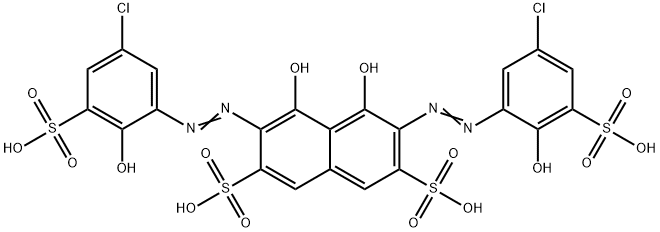 3,6-ビス(2-ヒドロキシ-3-スルホ-5-クロロフェニルアゾ)-4,5-ジヒドロキシ-2,7-ナフタレンジスルホン酸 化学構造式