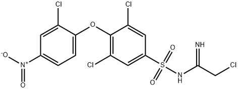 N1-(2-CHLOROETHANIMIDOYL)-3,5-DICHLORO-4-(2-CHLORO-4-NITROPHENOXY)BENZENE-1-SULFONAMIDE Structure