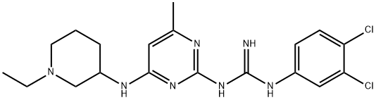 1-(3,4-dichlorophenyl)-2-[4-[(1-ethyl-3-piperidyl)amino]-6-methyl-pyrimidin-2-yl]guanidine Struktur