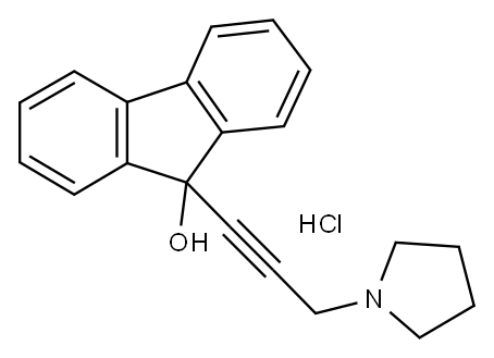 FLUOREN-9-OL, 9-(3-(1-PYRROLIDINYL)-1-PROPYNYL)-, HYDROCHLORIDE Structure