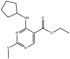 4-环戊基氨基-2-甲硫基嘧啶-5-羧酸乙酯, 211245-62-4, 结构式