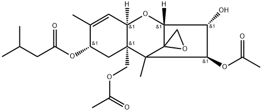 12,13-エポキシトリコテカ-9-エン-3α,4β,8α,15-テトラオール4,15-ジアセタート8-(3-メチルブタノアート) 化学構造式