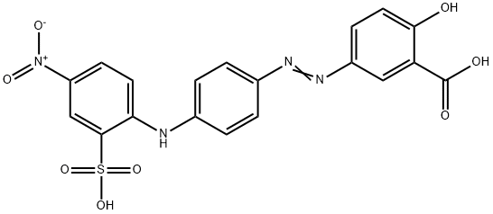 2-Hydroxy-5-[[4-[(4-nitro-2-sulfophenyl)amino]phenyl]azo]benzoic acid Struktur