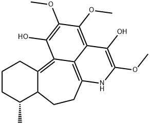 [6aR,(-)]-4,5,6,6a,7,8-ヘキサヒドロ-2,11,12-トリメトキシ-6-メチルベンゾ[6,7]シクロヘプタ[1,2,3-ij]イソキノリン-1,10-ジオール 化学構造式