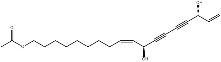 1-アセトキシ-9,17-オクタデカジエン-12,14-ジイン-11,16-ジオール 化学構造式