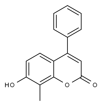 7-羟基-8-甲基-4-苯基-香豆素, 21392-48-3, 结构式