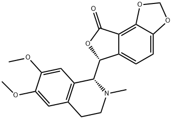 (6R)-6-[(1R)-1,2,3,4-テトラヒドロ-6,7-ジメトキシ-2-メチルイソキノリン-1-イル]フロ[3,4-e]-1,3-ベンゾジオキソール-8(6H)-オン 化学構造式