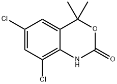 6,8-ジクロロ-1,4-ジヒドロ-4,4-ジメチル-2H-3,1-ベンゾオキサジン-2-オン 化学構造式
