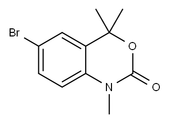 6-ブロモ-1,4-ジヒドロ-1,4,4-トリメチル-2H-3,1-ベンゾオキサジン-2-オン 化学構造式