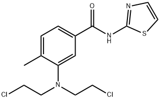 3-[ビス(2-クロロエチル)アミノ]-4-メチル-N-(2-チアゾリル)ベンズアミド 化学構造式