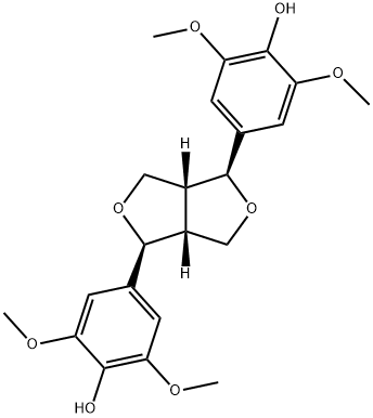 4,4'-[(3aα,4,6,6aα-テトラヒドロ-1H,3H-フロ[3,4-c]フラン)-3α,6α-ジイル]ビス(2,6-ジメトキシフェノール) 化学構造式