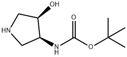 Carbamic acid, [(3S,4R)-4-hydroxy-3-pyrrolidinyl]-, 1,1-dimethylethyl ester Struktur