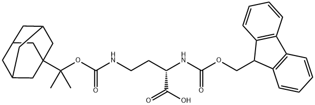 (2S)-2-[[(9H-芴-9-基甲氧基)羰基]氨基]-4-[[(1-甲基-1-金刚烷-1-基乙氧基)羰基]氨基]丁酸, 214750-73-9, 结构式