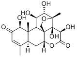 13,20-エポキシ-1β,11β,12α,14,15β-ペンタヒドロキシピクラサ-3-エン-2,16-ジオン 化学構造式
