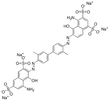 4-Amino-6-[[4'-[(8-amino-1-hydroxy-3,6-disulfo-2-naphtyl)azo]-3,3'-dimethyl-4-biphenylyl]azo]-5-hydroxy-1,3-naphthalenedisulfonic acid tetrasodium salt 结构式