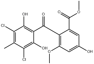 2-(2,6-Dihydroxy-3,5-dichloro-4-methylbenzoyl)-3-methoxy-5-hydroxybenzoic acid methyl ester 结构式
