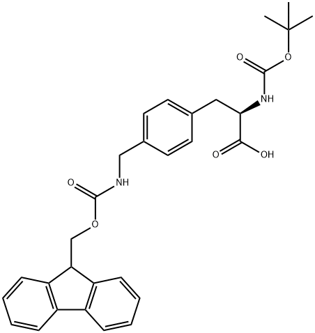 BOC-4-(FMOC-アミノメチル)-D-フェニルアラニン 化学構造式