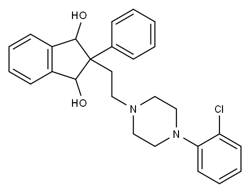 2-[2-[4-(o-クロロフェニル)-1-ピペラジニル]エチル]-2-フェニル-1,3-インダンジオール 化学構造式