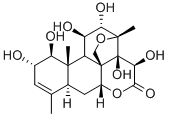 13,20-エポキシ-1β,2α,11β,12α,14,15β-ヘキサヒドロキシピクラサ-3-エン-16-オン 化学構造式