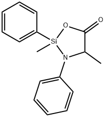 2,4-ジメチル-2,3-ジフェニル-1-オキサ-3-アザ-2-シラシクロペンタン-5-オン 化学構造式