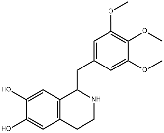 1-(3,4,5-トリメトキシベンジル)-6,7-ジヒドロキシ-1,2,3,4-テトラヒドロイソキノリン 化学構造式