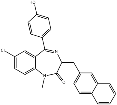 7-Chloro-5-(4-hydroxyphenyl)-1-methyl-3-(2-naphthylmethyl)-2,3-dihydro-1H-1,4-benzodiazepin-2-one Structure