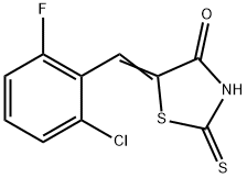 (5E)-5-(2-クロロ-6-フルオロベンジリデン)-2-メルカプト-1,3-チアゾール-4(5H)-オン 化学構造式